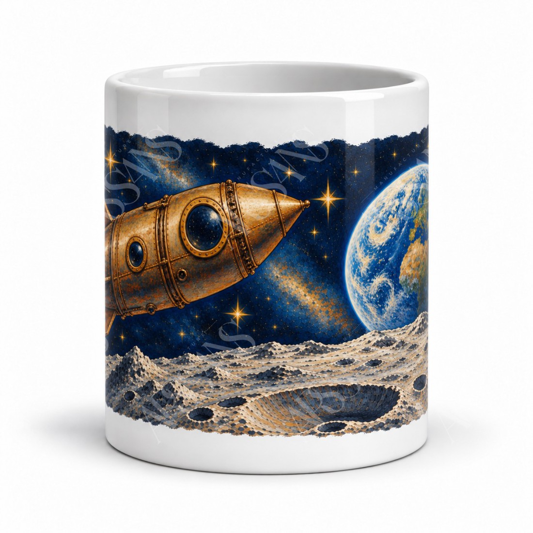 Mug Jules Verne - De la Terre à la Lune, façon tableau, vue de face