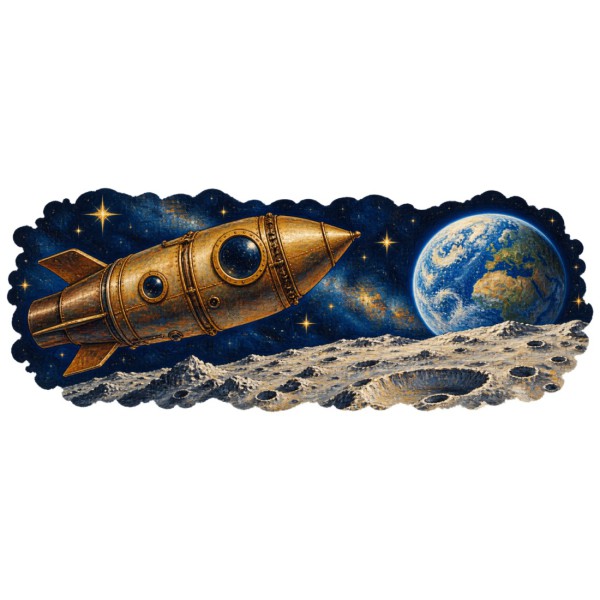 Mug Jules Verne - De la Terre à la Lune, façon tableau, décor à plat