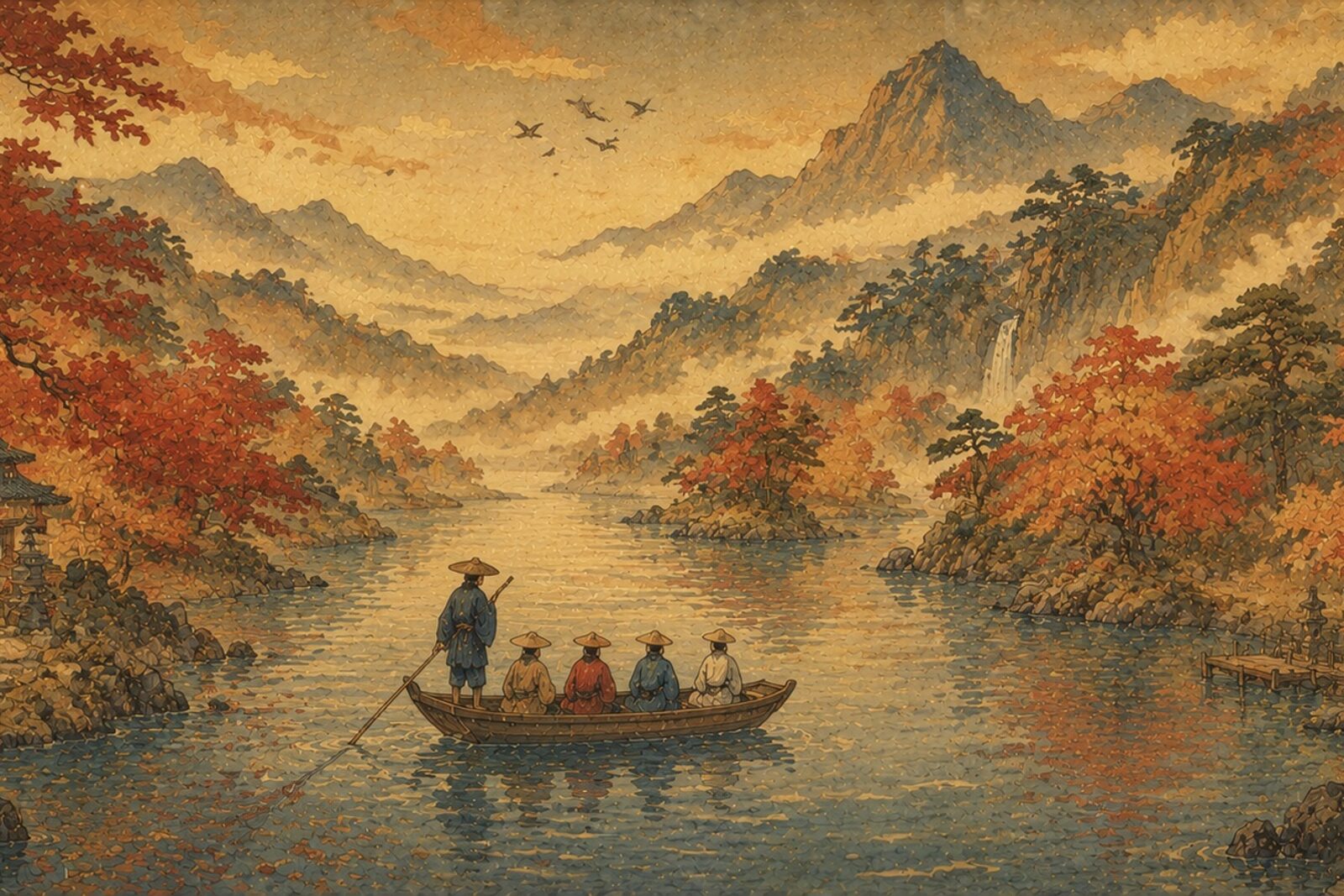 Mise en situation — Barque aux érables d'automne (vue 01)