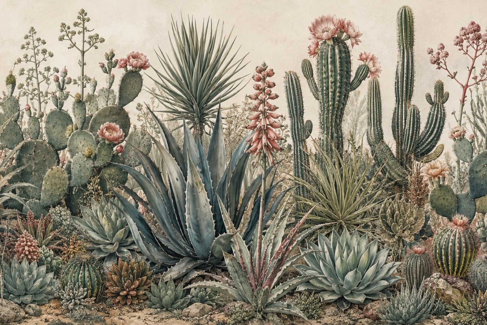 Mise en situation - Cactus et plantes grasses (vue 01)