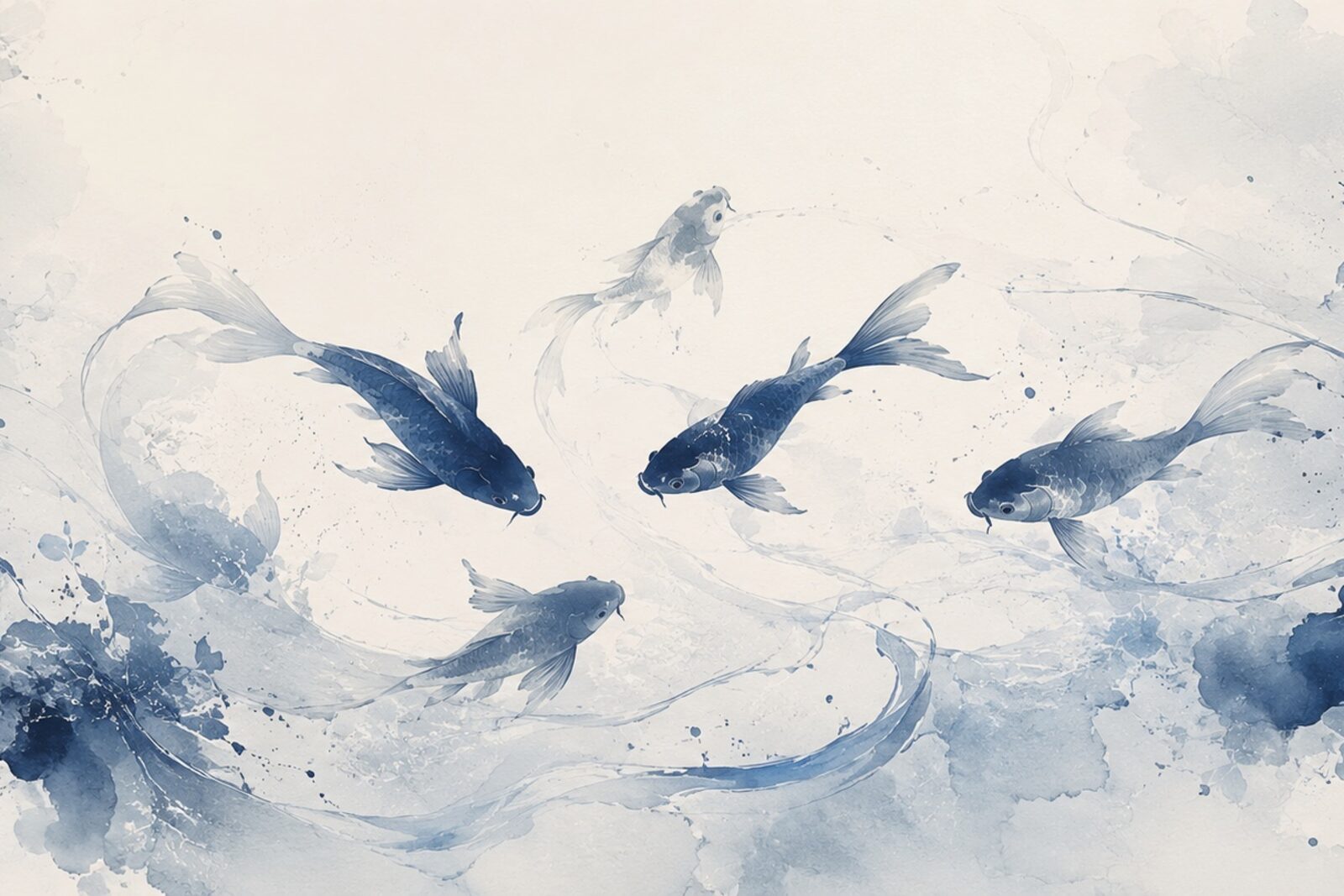 Mise en situation — Carpes koï bleues (vue 01)