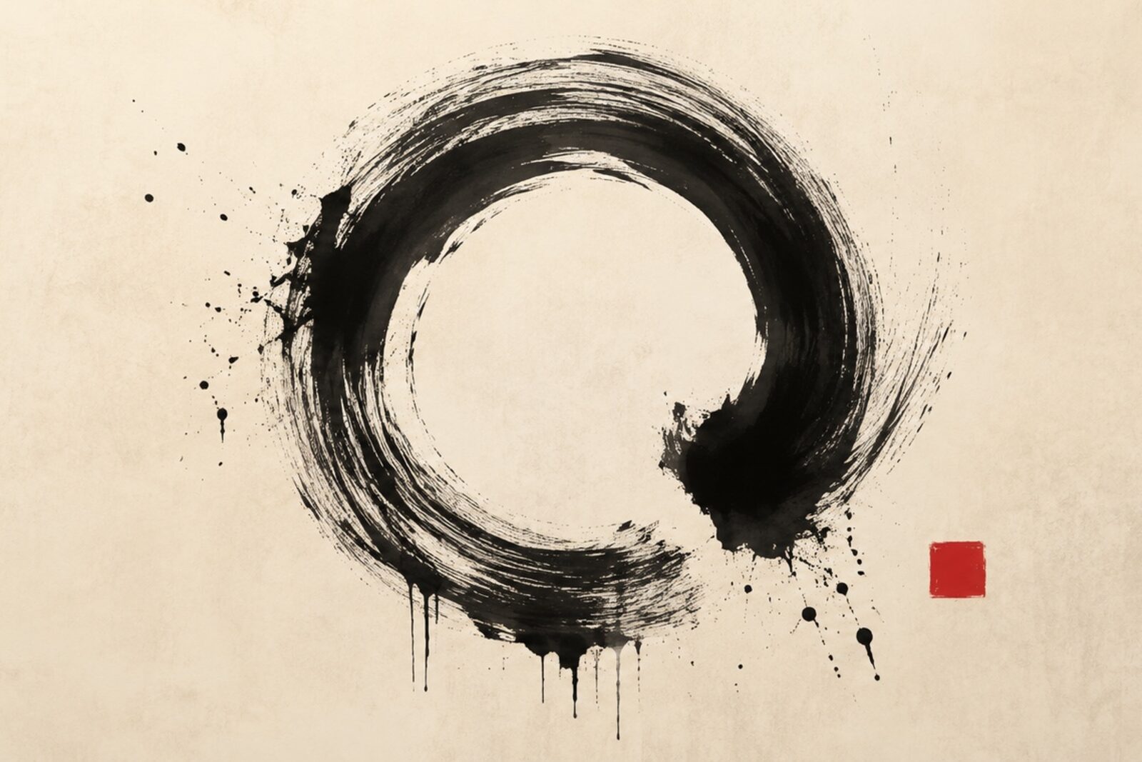 Mise en situation — Cercle enso à l'encre (vue 01)