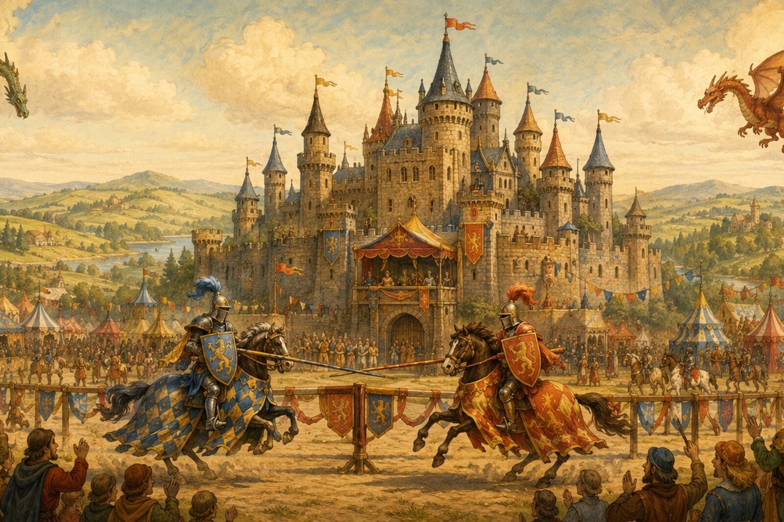 Mise en situation - Château fort et tournoi médiéval (vue 01)