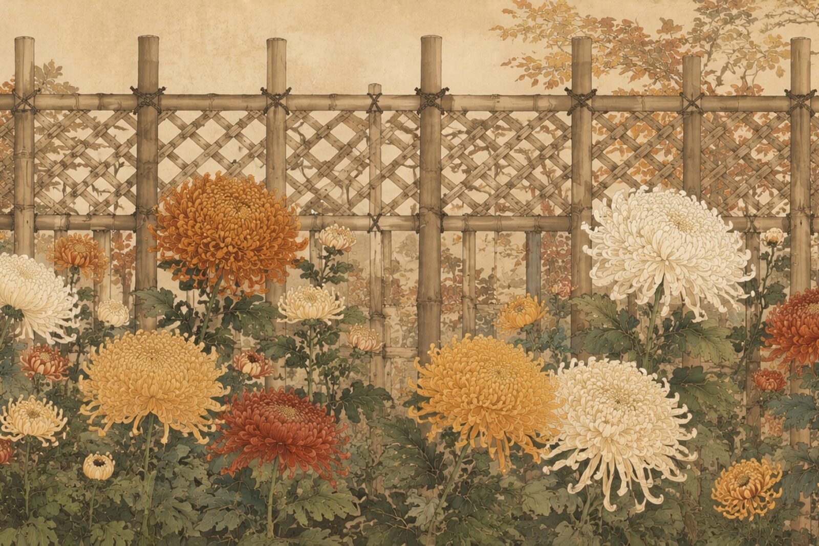 Mise en situation — Chrysanthèmes et bambou (vue 01)