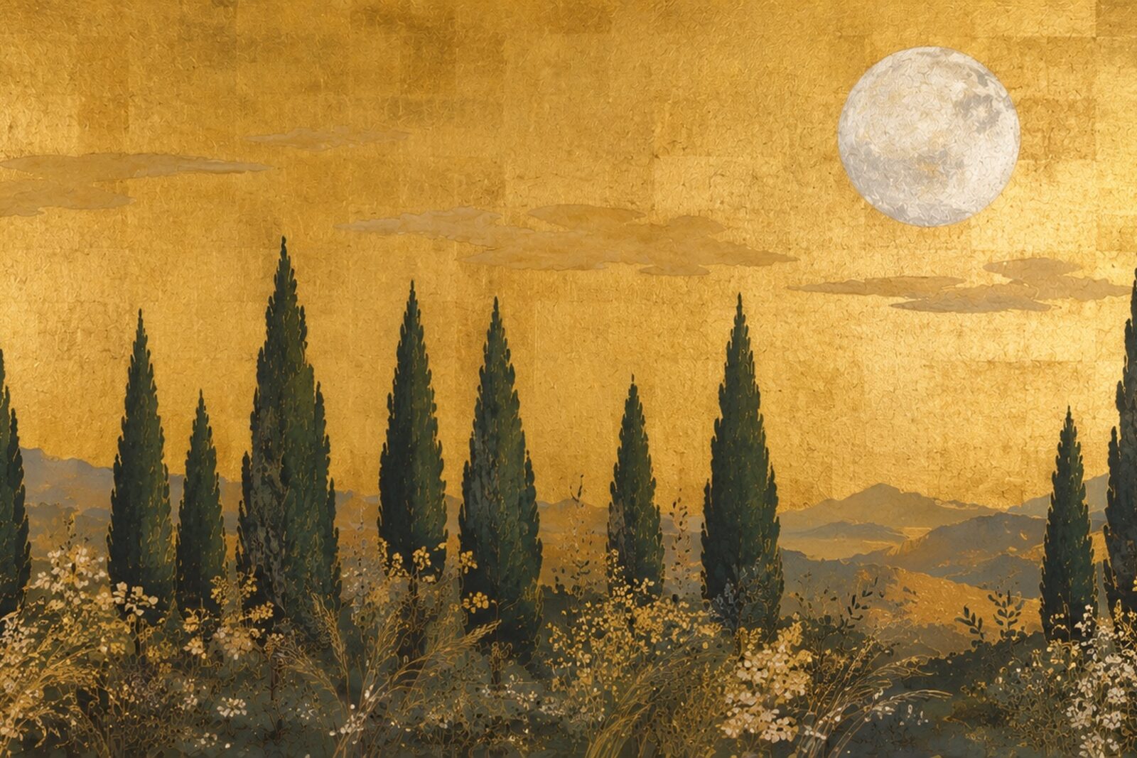 Mise en situation — Cyprès sous la lune (vue 01)