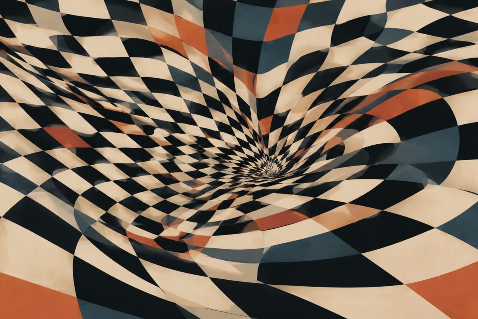 Mise en situation - Damier déformé op-art (vue 01)