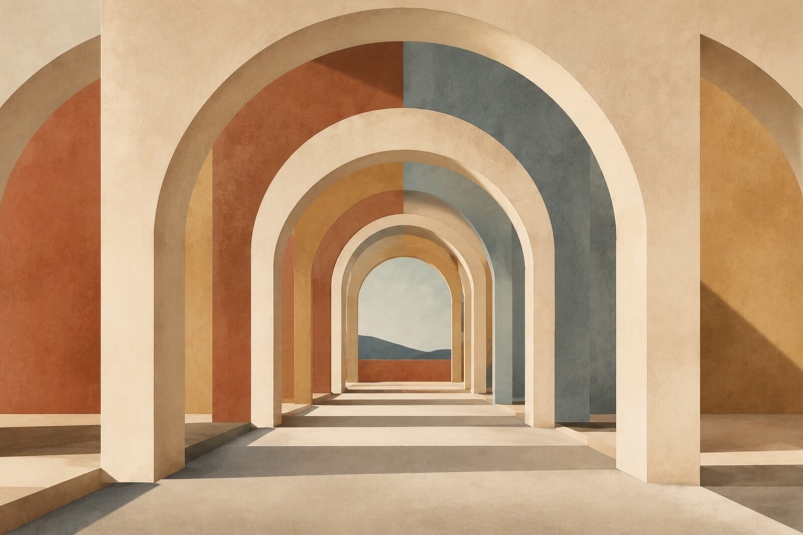 Mise en situation - Enfilade d’arches en perspective (vue 01)