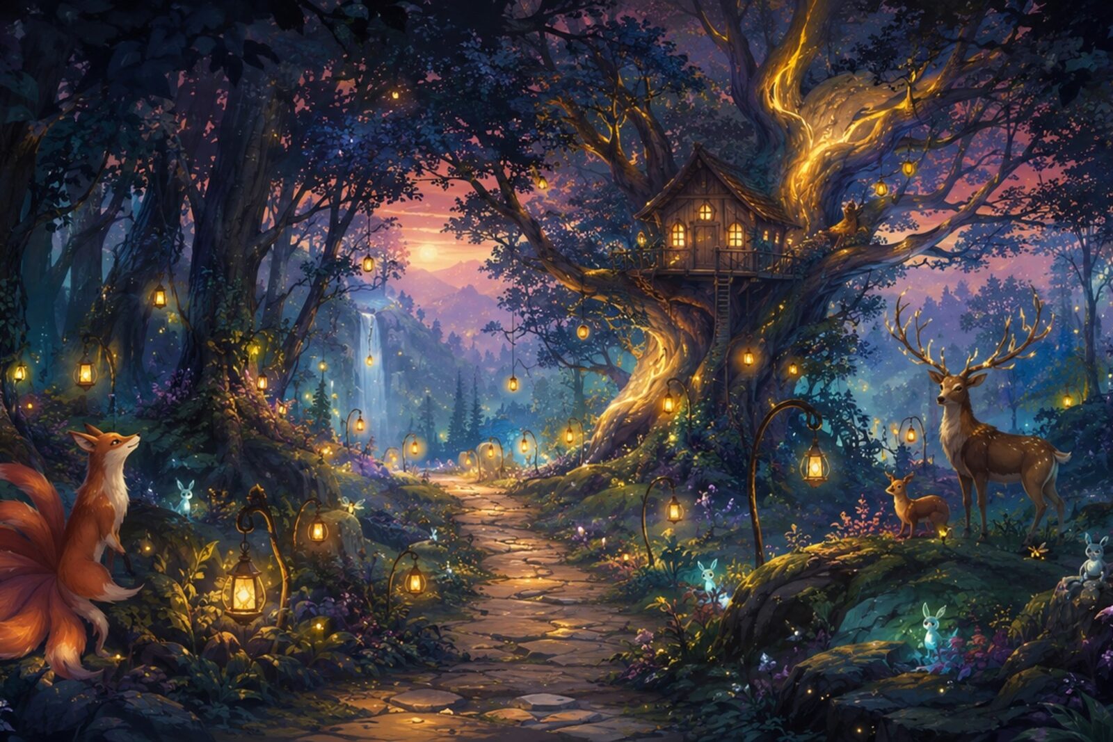 Mise en situation - Forêt magique et sentier des lanternes (vue 01)