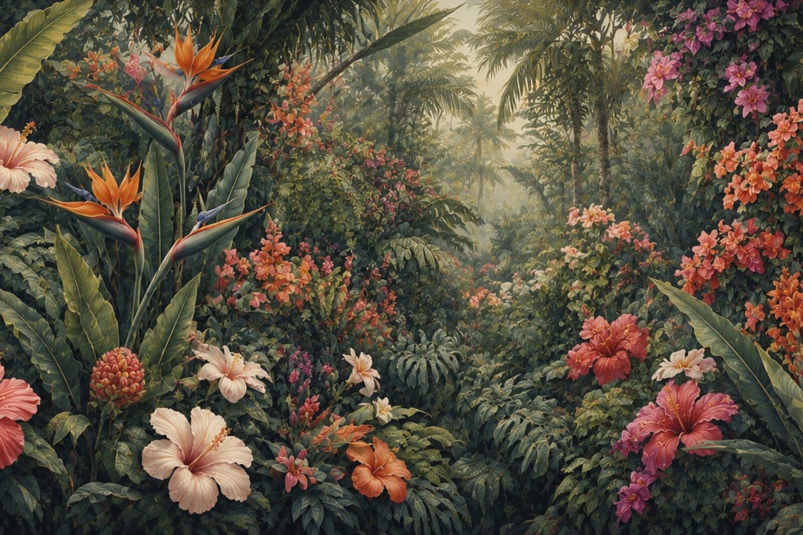 Mise en situation - Jardin tropical fleuri (vue 01)