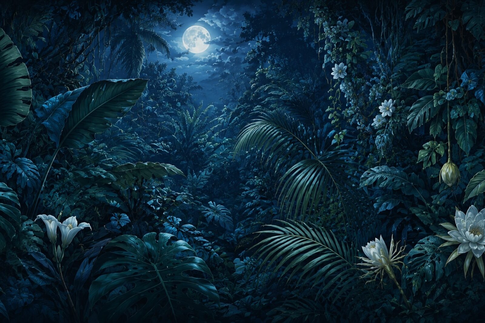 Mise en situation - Jungle nocturne luxuriante (vue 01)