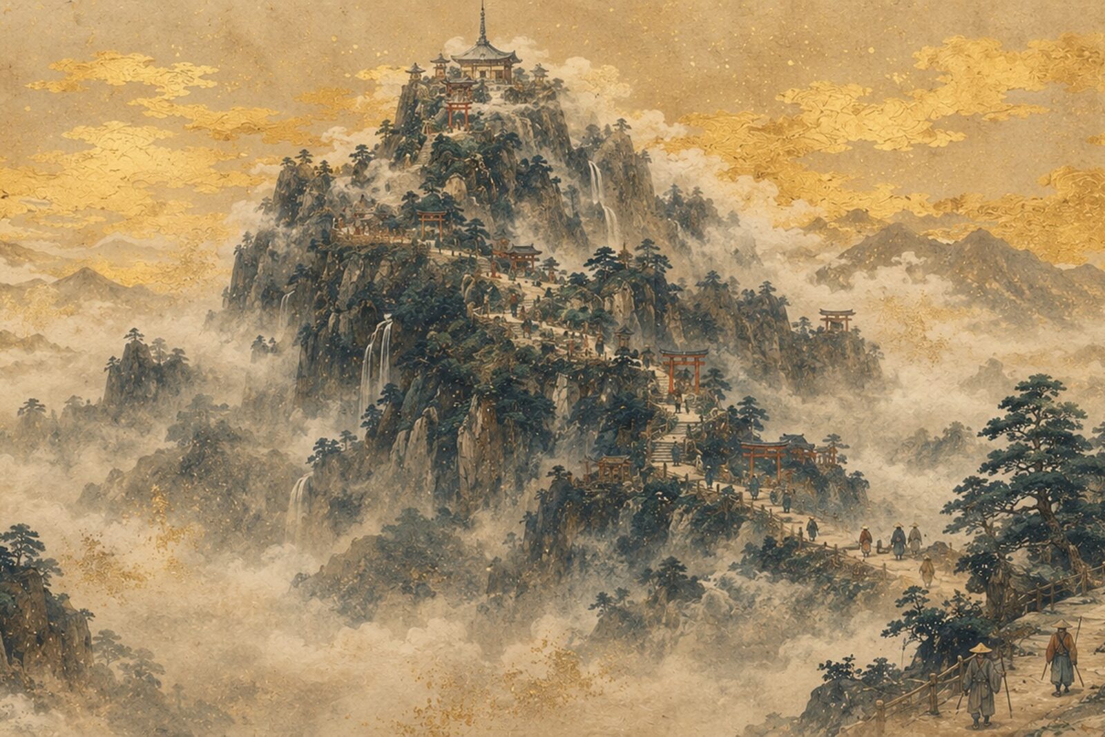 Mise en situation — Mont sacré dans la brume (vue 01)