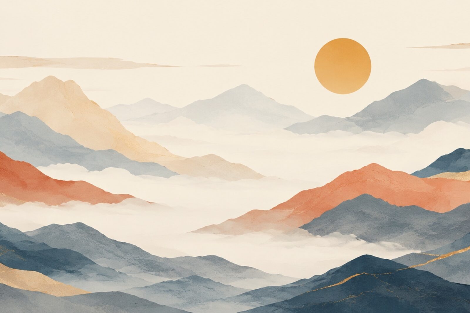 Mise en situation — Montagnes en aplats étagés (vue 01)