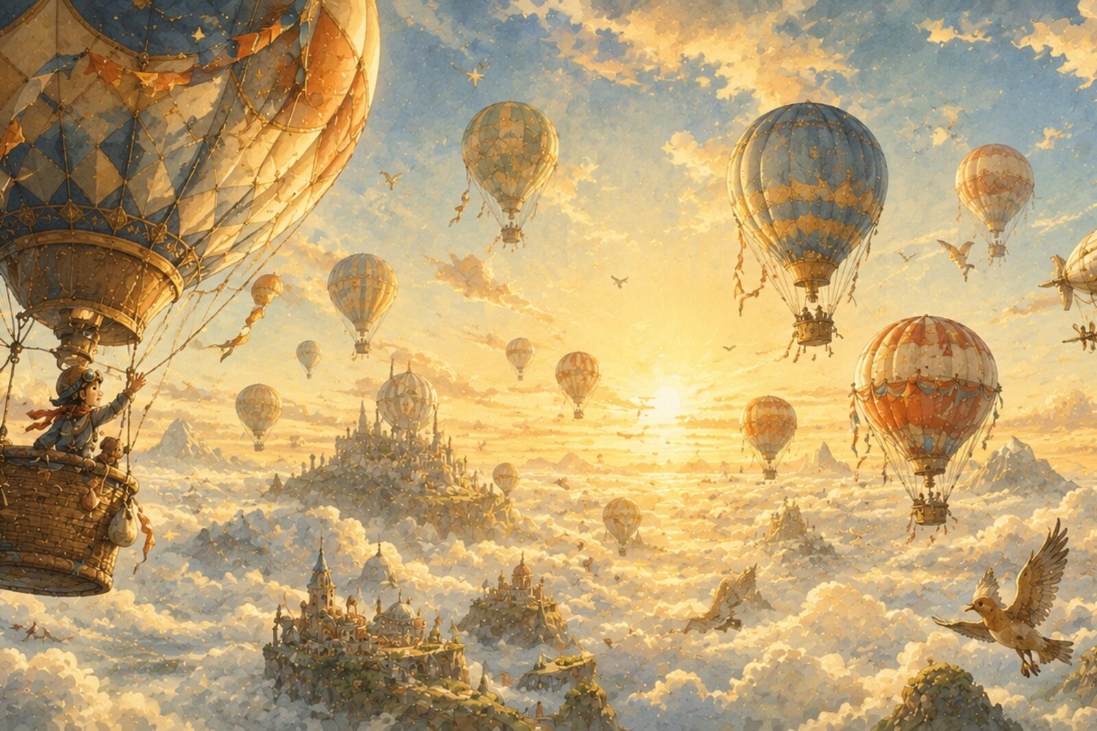 Mise en situation - Montgolfières au-dessus des nuages (vue 01)