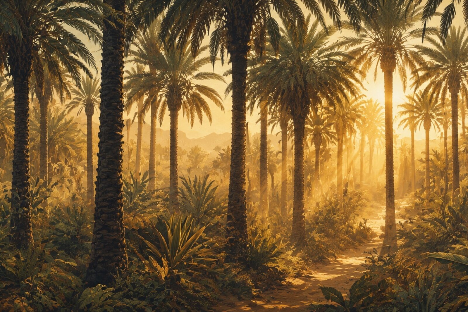 Mise en situation - Palmeraie et lumière dorée (vue 01)