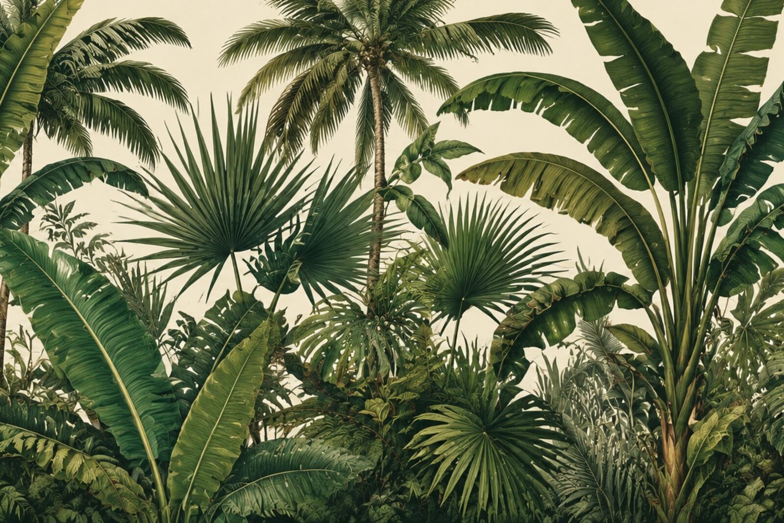 Mise en situation - Palmiers et bananiers tropicaux (vue 01)