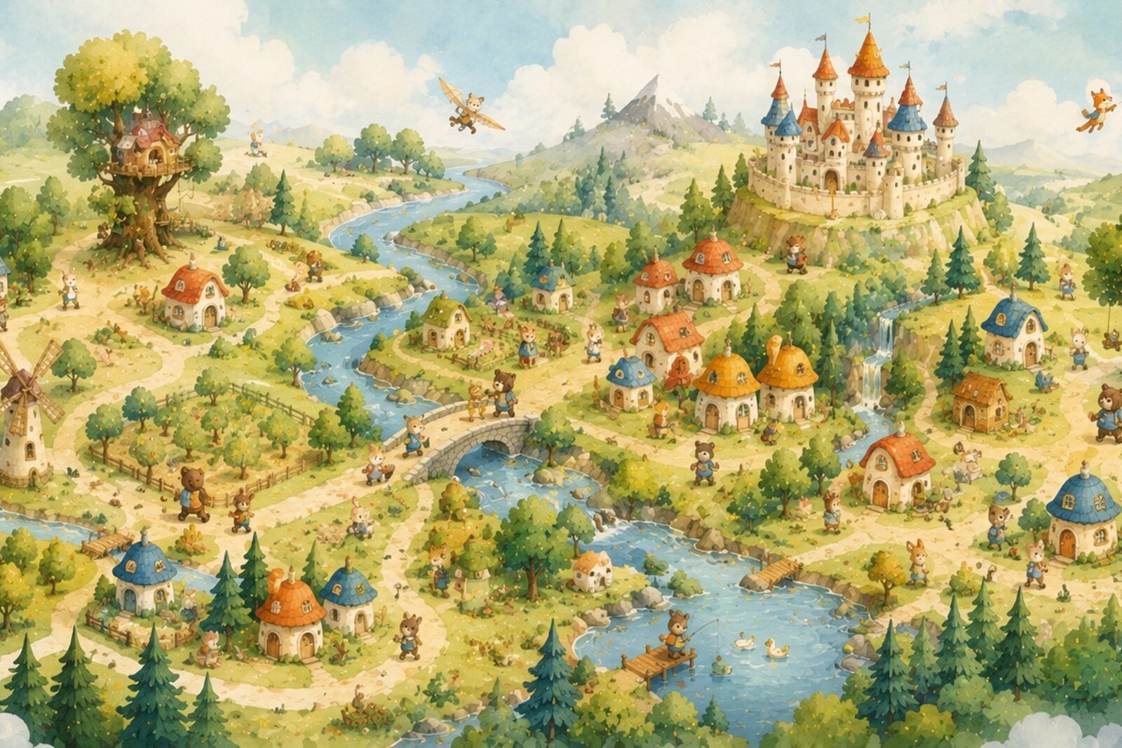 Mise en situation - Pays imaginaire vu d’en haut (vue 01)