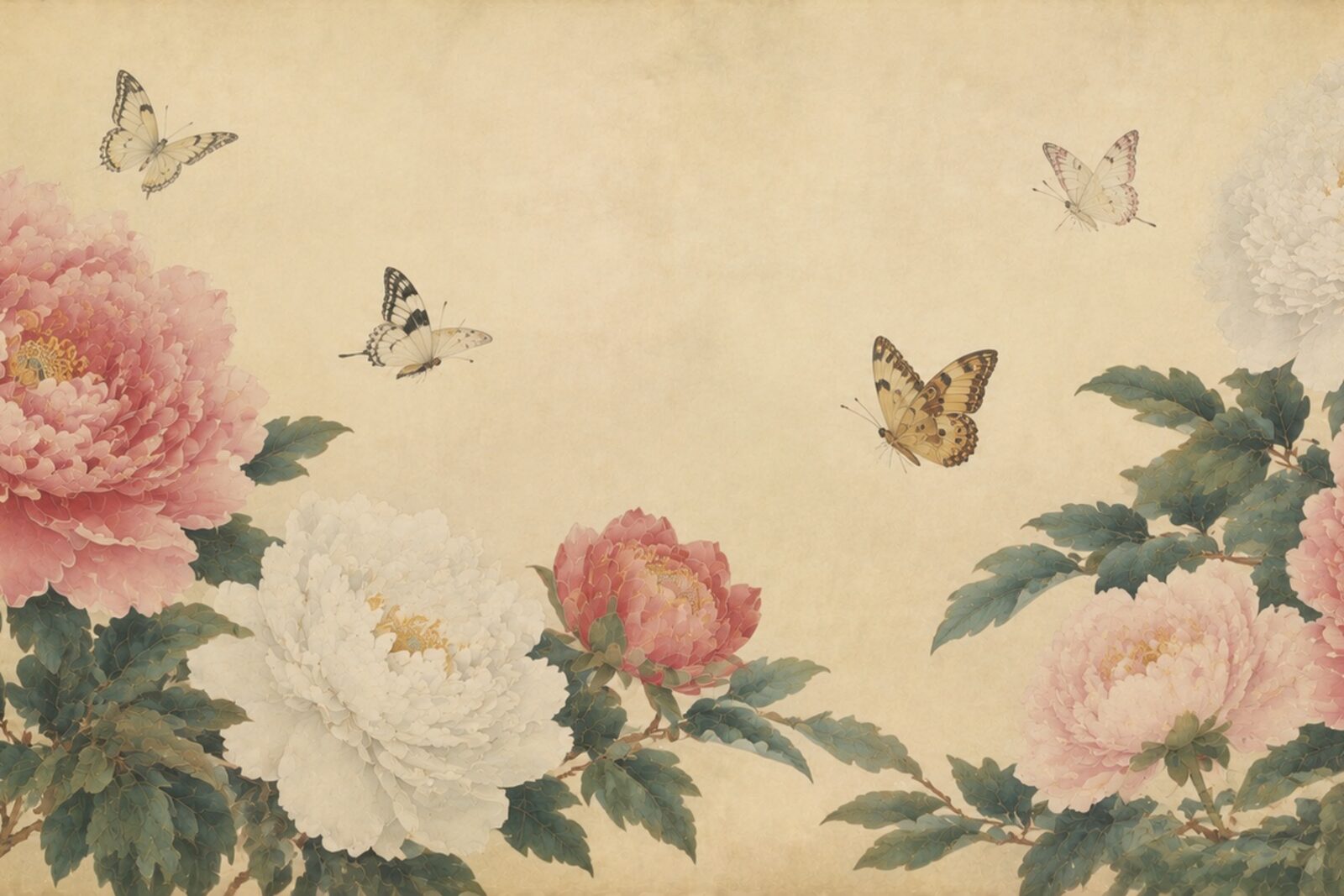 Mise en situation — Pivoines et papillons (vue 01)