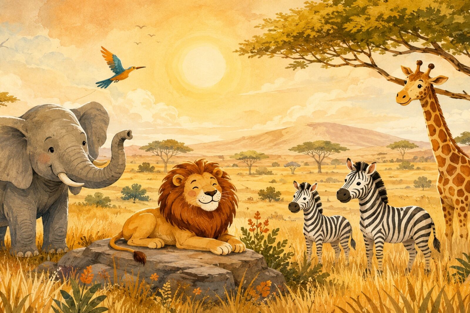 Mise en situation - Safari joyeux dans la savane (vue 01)