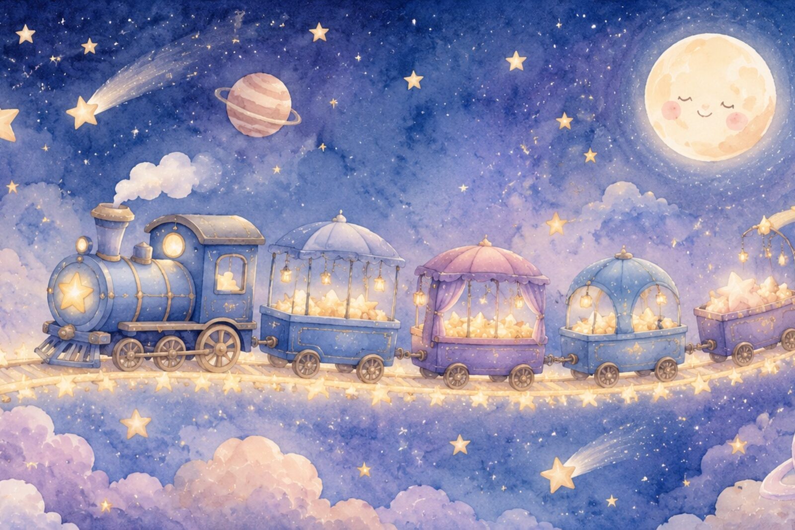 Mise en situation - Train des étoiles dans la nuit (vue 01)
