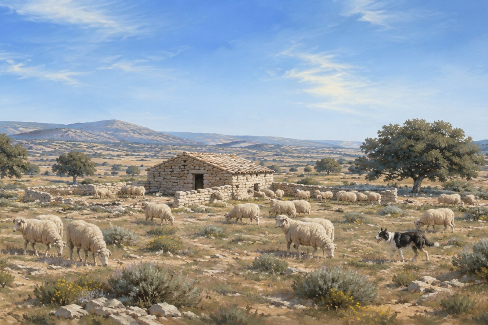 Mise en situation - Troupeau dans la garrigue (vue 01)
