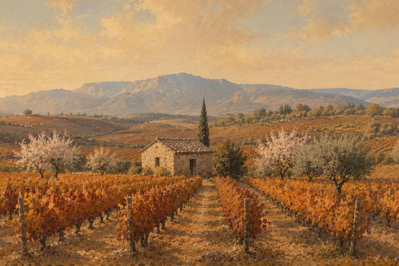 Mise en situation - Vignoble provençal en automne (vue 01)