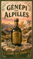 Affiche vintage apéritif - Génépi des Alpilles - L’Arôme des Sommets