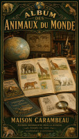 Affiche vintage imagerie ancienne - Album des Animaux du Monde