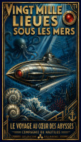 Affiche vintage Jules Verne - Vingt Mille Lieues sous les Mers