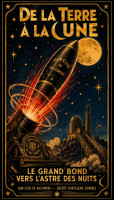 Affiche vintage Jules Verne - De la Terre à la Lune