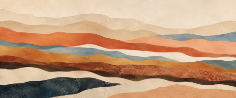 Papier peint fresque graphique - Strates et horizons abstraits