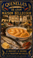 Affiche vintage Lyon - Quenelles de Lyon - Maison Bellecour
