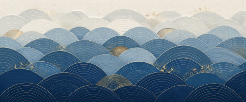 Papier peint fresque graphique - Vagues seigaiha