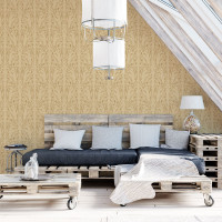 Papier Peint Arabesque Volutea Beige