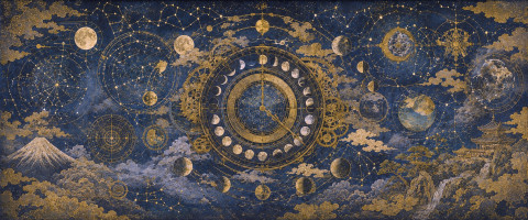 Papier peint fresque carte ancienne - L'Almanach Lunaire