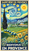 Affiche vintage Provence - Saint-Rémy-de-Provence : Sous les Étoiles de Vincent