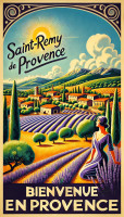 Affiche vintage Provence - Bienvenue en Provence : Une Ode aux Paysages de Saint-Rémy