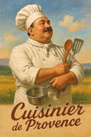 Affiche vintage métiers anciens - Cuisinier de Provence