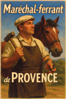 Affiche vintage métiers anciens - Maréchal-ferrant de Provence