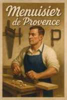 Affiche vintage métiers anciens - Menuisier de Provence