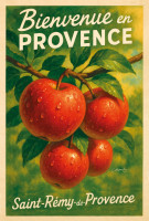 Affiche vintage botanique - Pommes d’automne - Rouge des vergers provençaux
