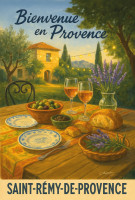 Affiche vintage Provence - Dîner sous les cyprès - Saveurs de Saint-Rémy