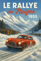 Affiche vintage sport - Le Rallye des neiges 1955