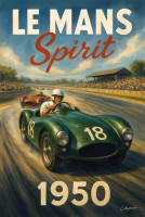 Affiche vintage sport - Course Le Mans Spirit 1950