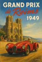 Affiche vintage sport - Grand Prix de Reims 1949