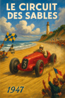 Affiche vintage sport - Les Bolides de la Plage - 1947