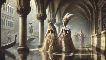 Affiche vintage mythologie - Les Dames du Silence - Venise voilée