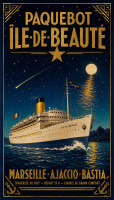 Affiche vintage paquebot - Paquebot Île-de-Beauté