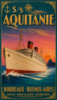 Affiche vintage paquebot - S/S Aquitanie