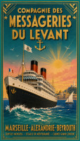 Affiche vintage paquebot - Compagnie des Messageries du Levant