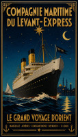 Affiche vintage paquebot - Compagnie Maritime du Levant-Express